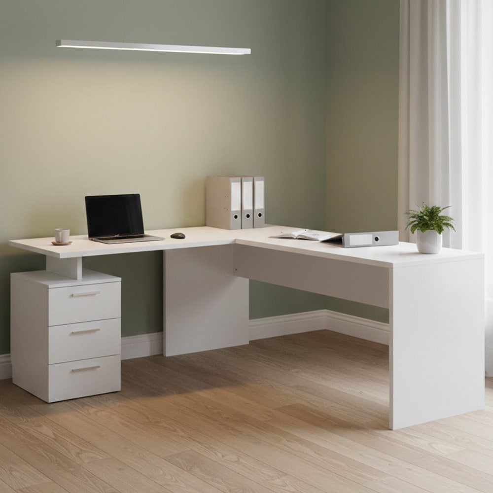 Bureau effet bois blanc brillant 160x60 cm - Maisons du Monde
