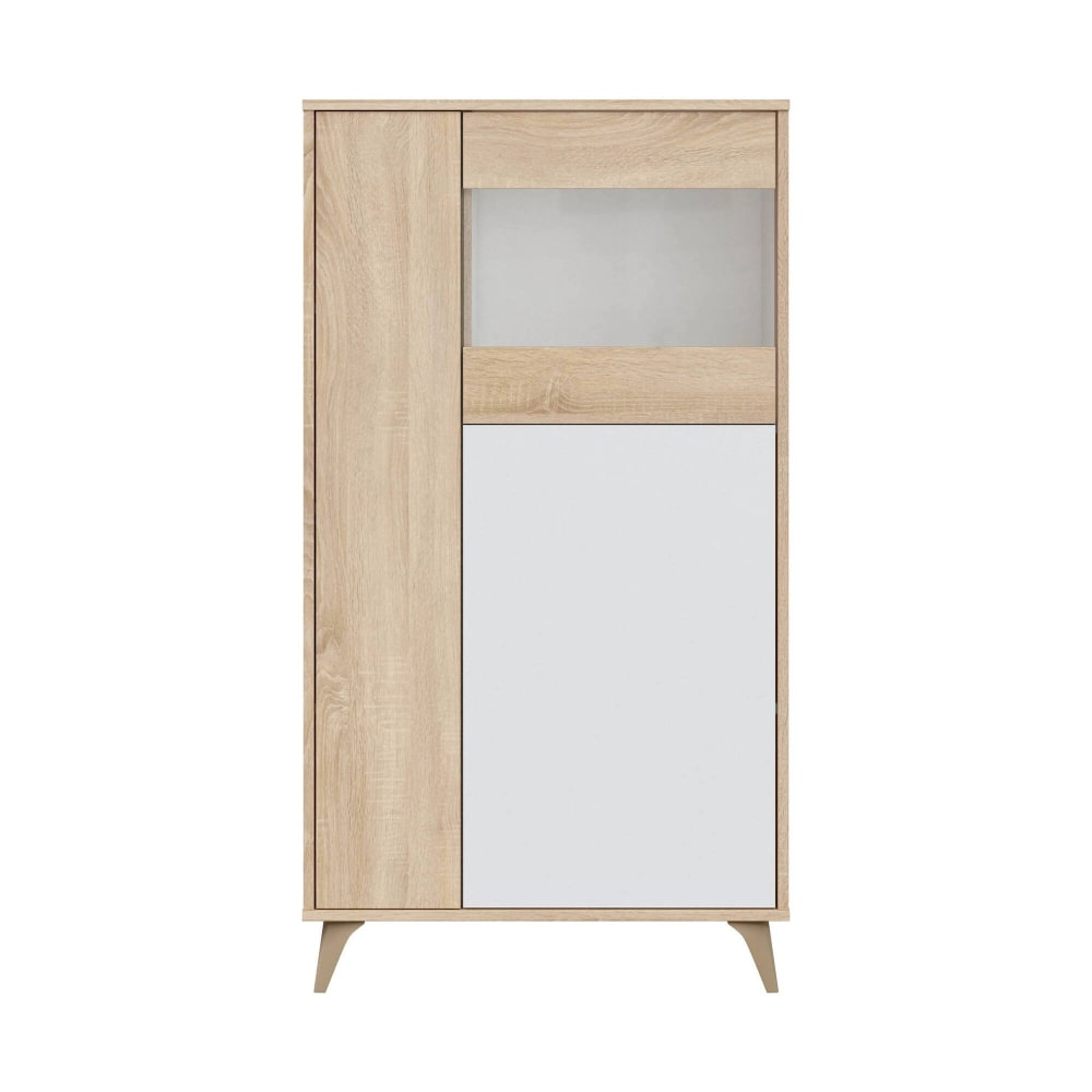 Vitrine effet bois beige, blanc 77x33 cm