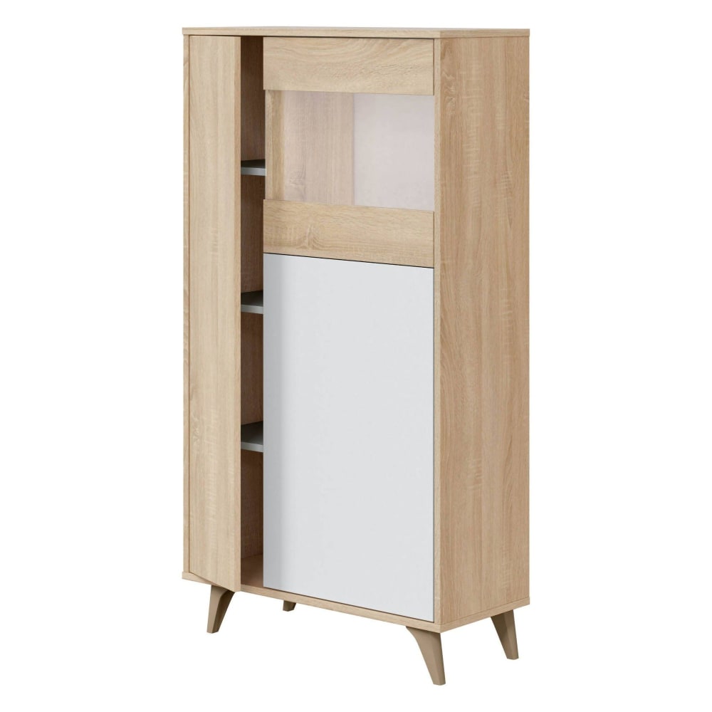 Dmora Vitrine mit Eichenholzeffekt, weiß 77x33h142 cm style modern Braun