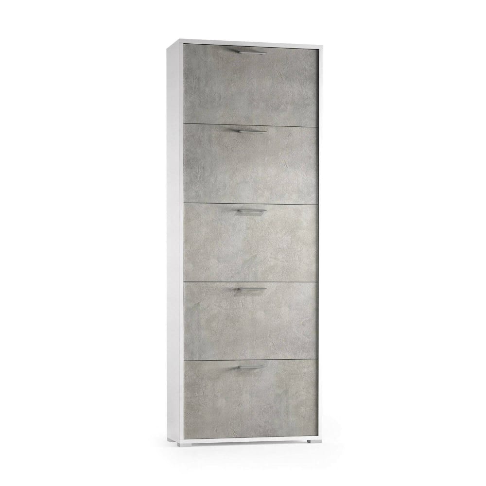 Meuble à chaussures effet bois ciment, blanc 67x18 cm