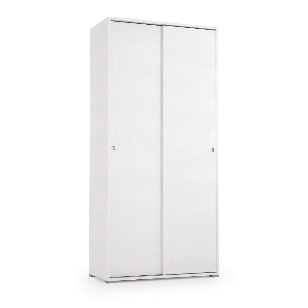 Armoire 2 portes effet bois blanc 90x45h195 cm