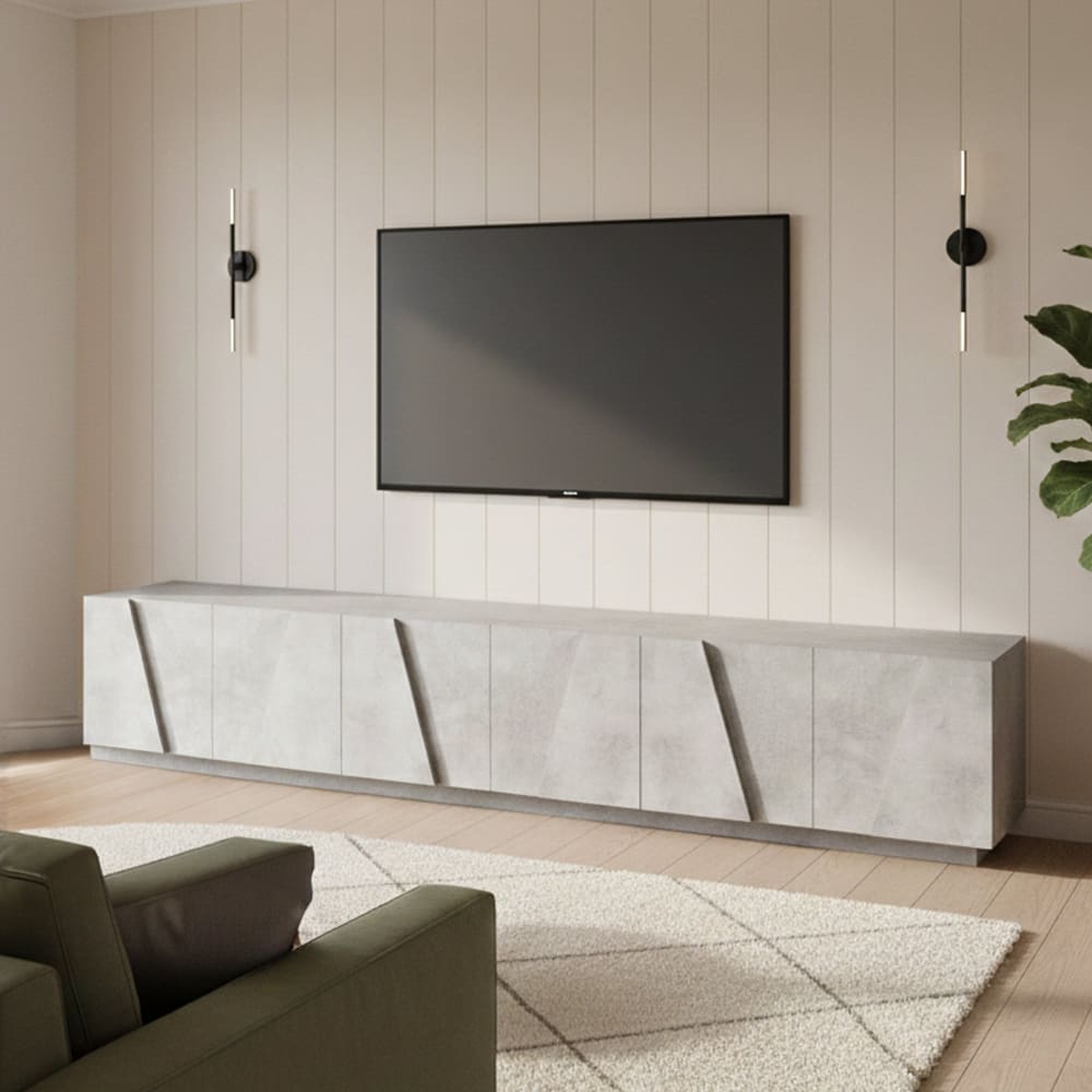 Fernsehtisch aus edlem Holz in Beton Grau - Maisons Du Monde