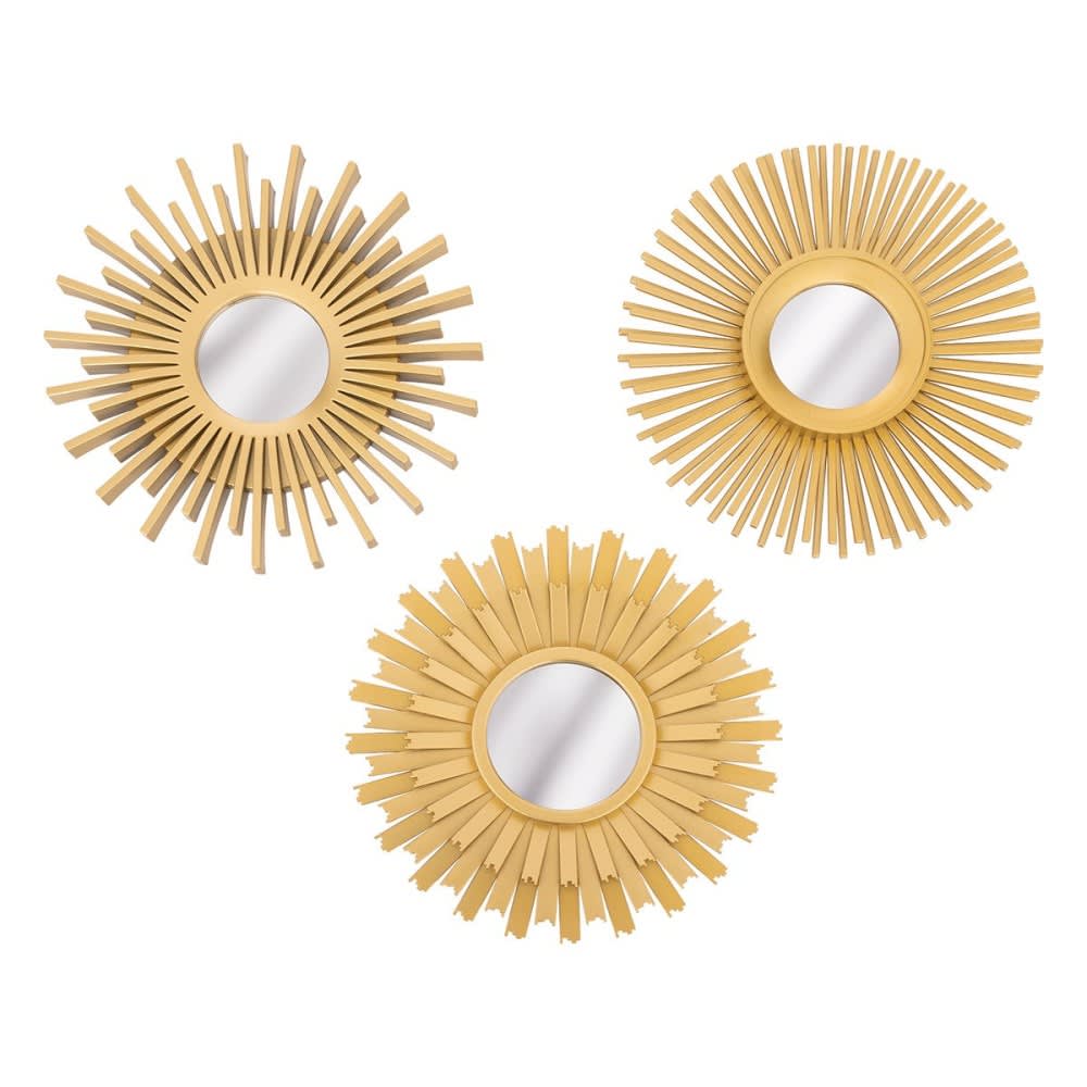 Lot de 3 miroirs ronds or