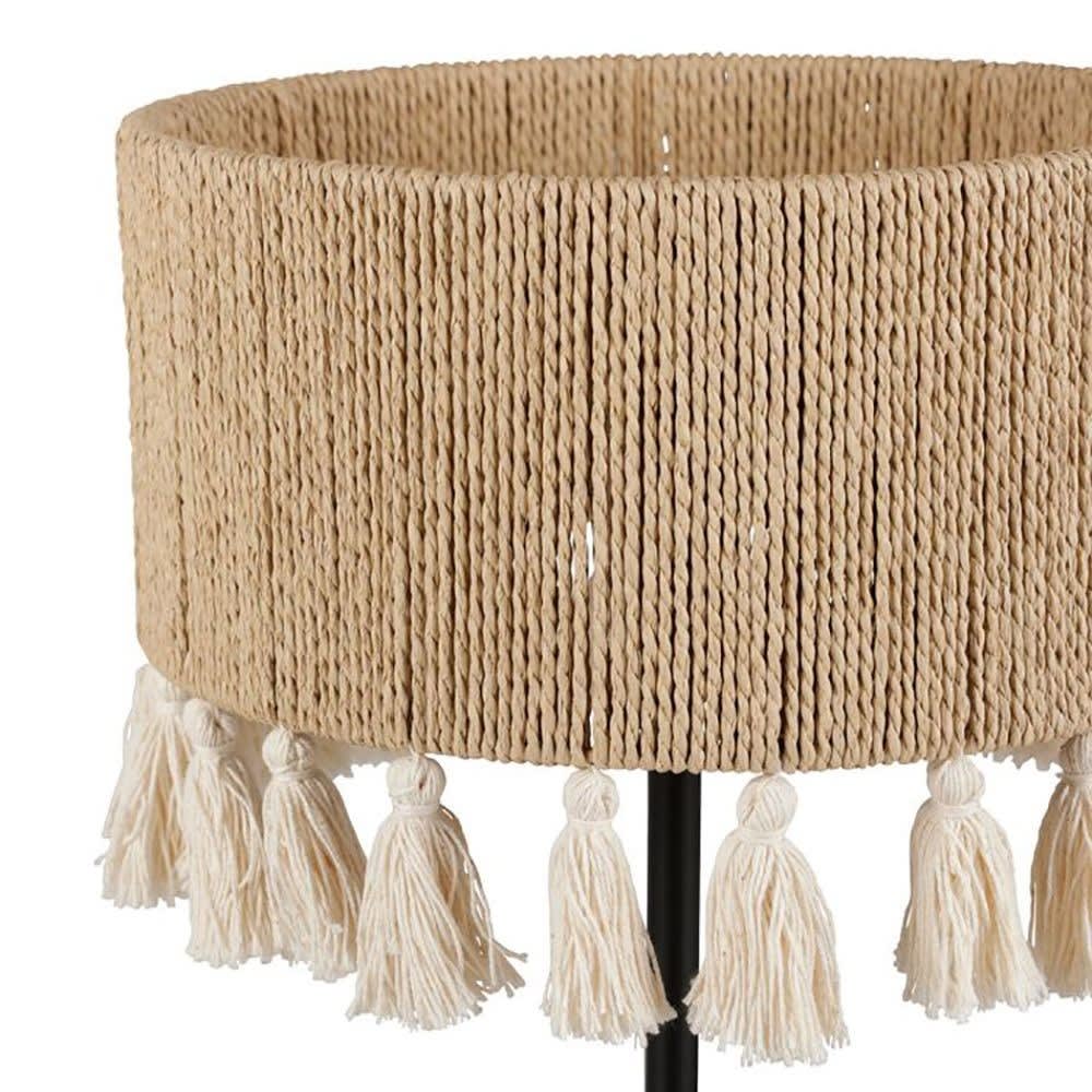 Lampe métal coton charlotte noire beige - Maisons du Monde