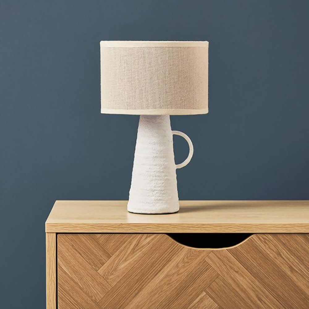 Lampe amphore métal abisko blanche beige — vue 4