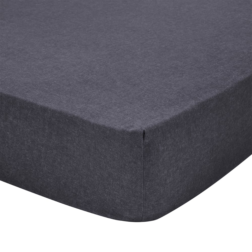 Drap housse uni en flanelle de coton gris 180x200