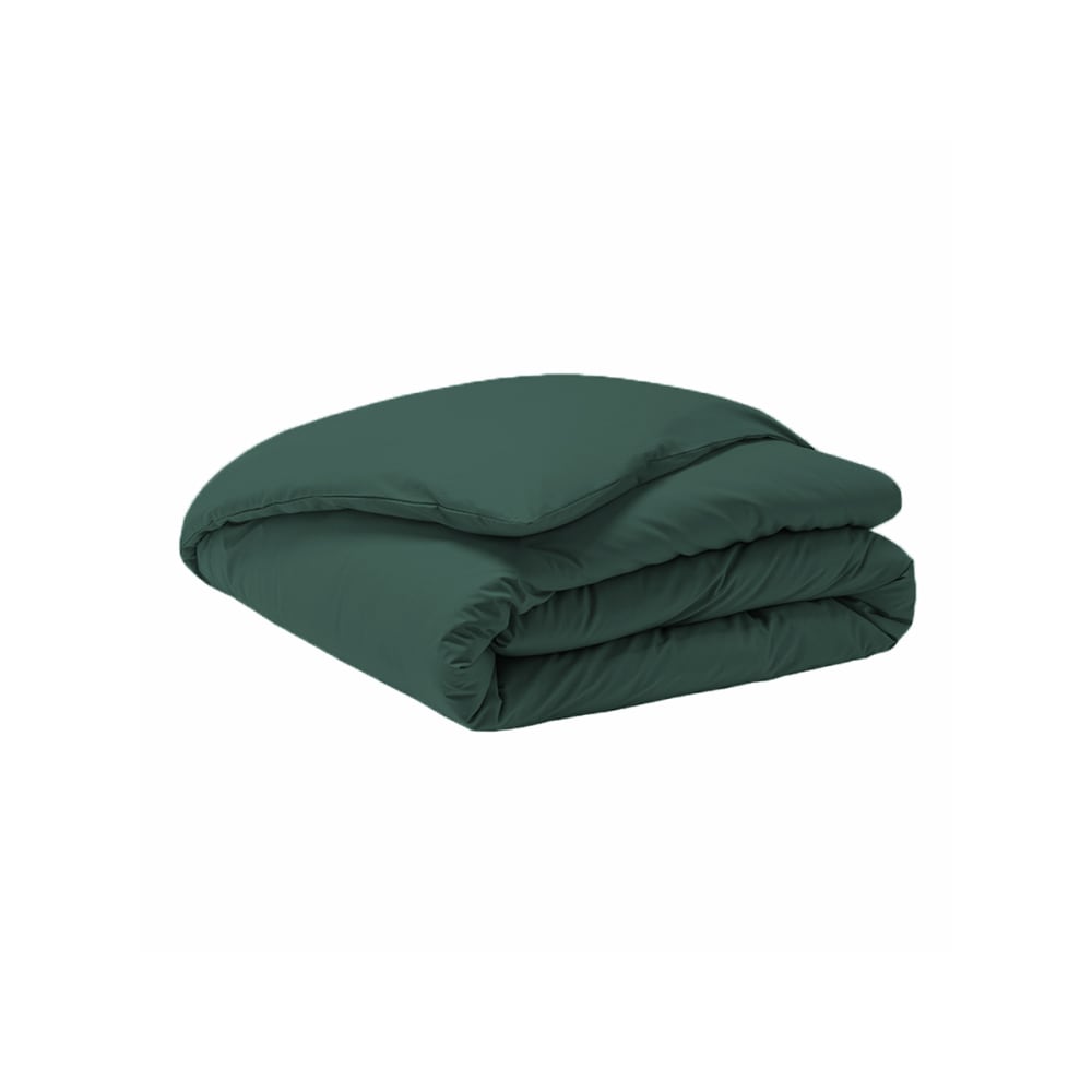 Parure de lit unie en percale de coton vert forêt 240x220 — vue 3