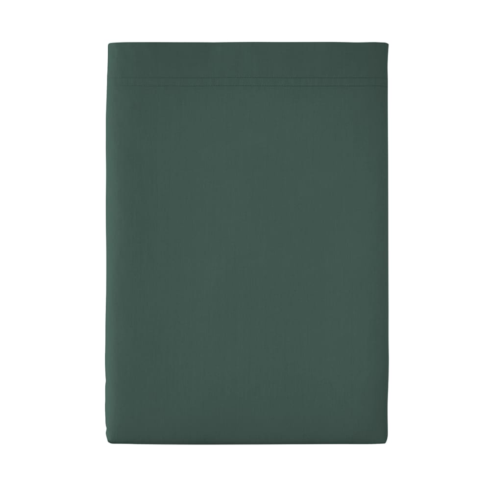 Drap plat uni en percale de coton vert forêt 270x300