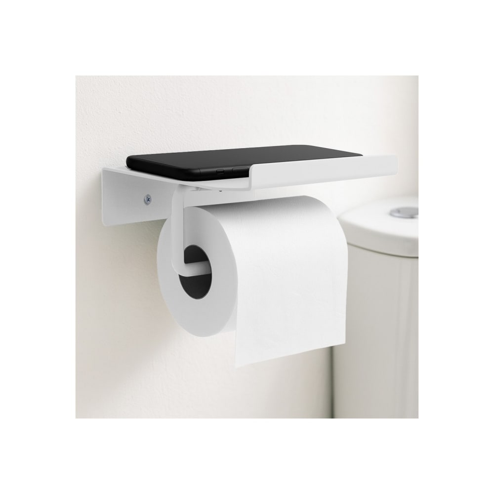 Porte-papier toilette mural en métal blanc 14 x 6 x 12 cm — vue 3