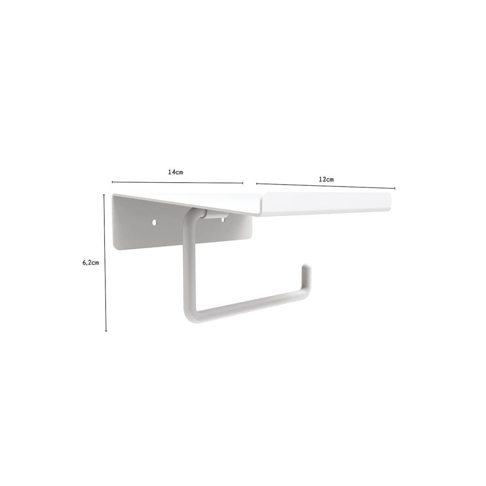 Porte-papier toilette mural en métal blanc 14 x 6 x 12 cm — vue 4