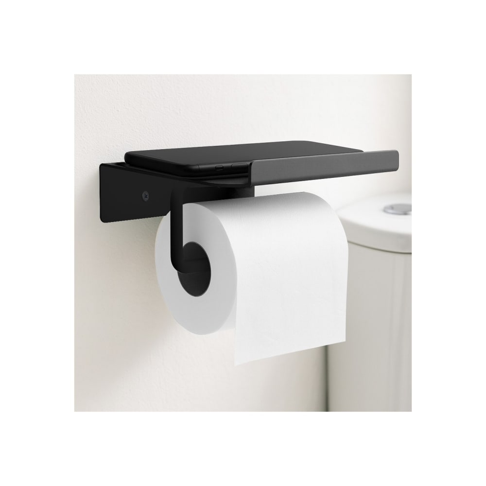 Porte-papier toilette mural en métal noir 14 x 6 x 12 cm — vue 3
