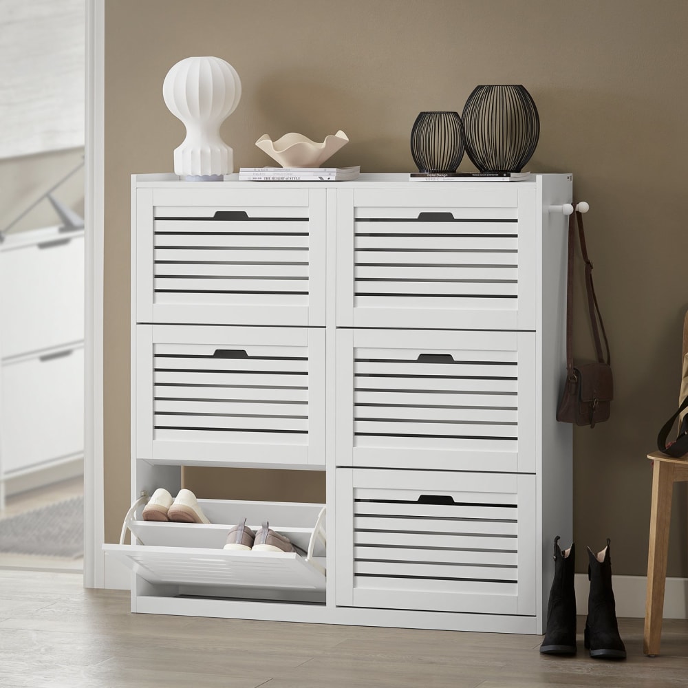 Schuhschrank mit 6 Klappen aus MDF Weiß - Maisons Du Monde