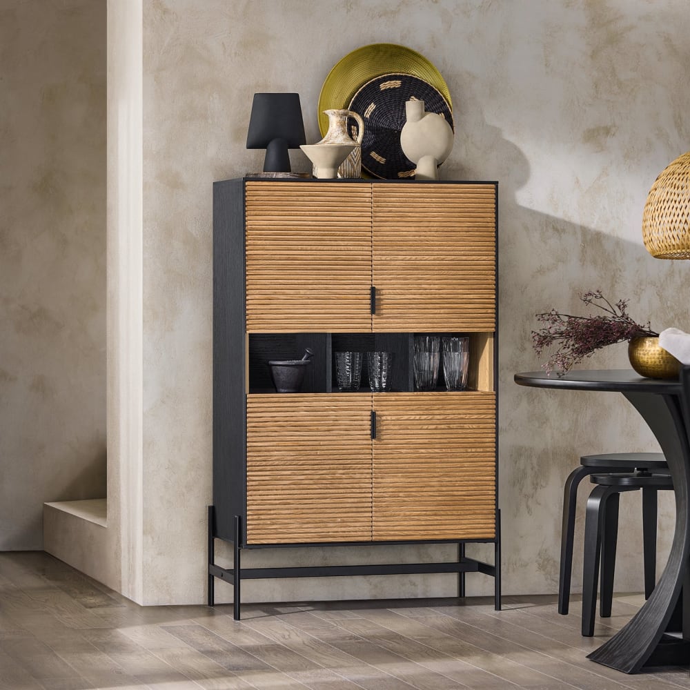 Buffet avec 3 compartiments ouverts cardre en métal - Maisons du Monde