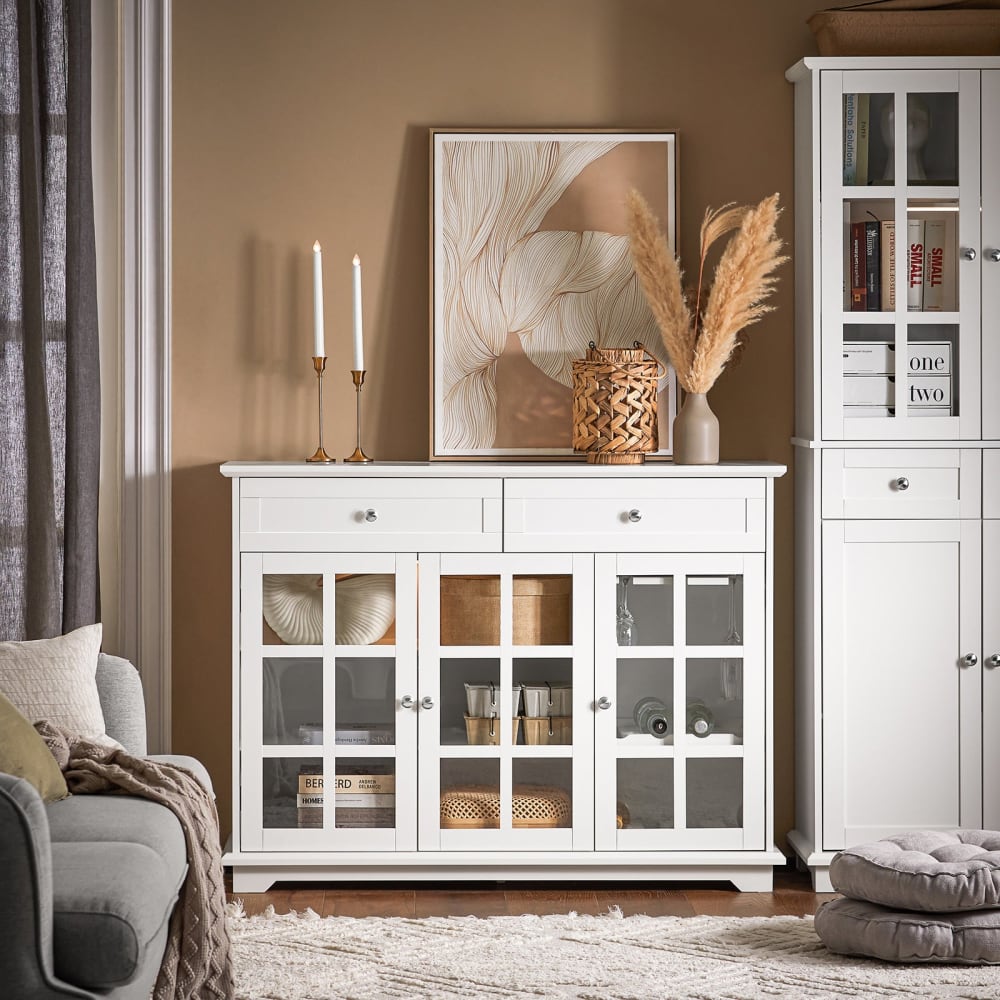 Buffet de cuisine avec 2 portes effet bois blanc