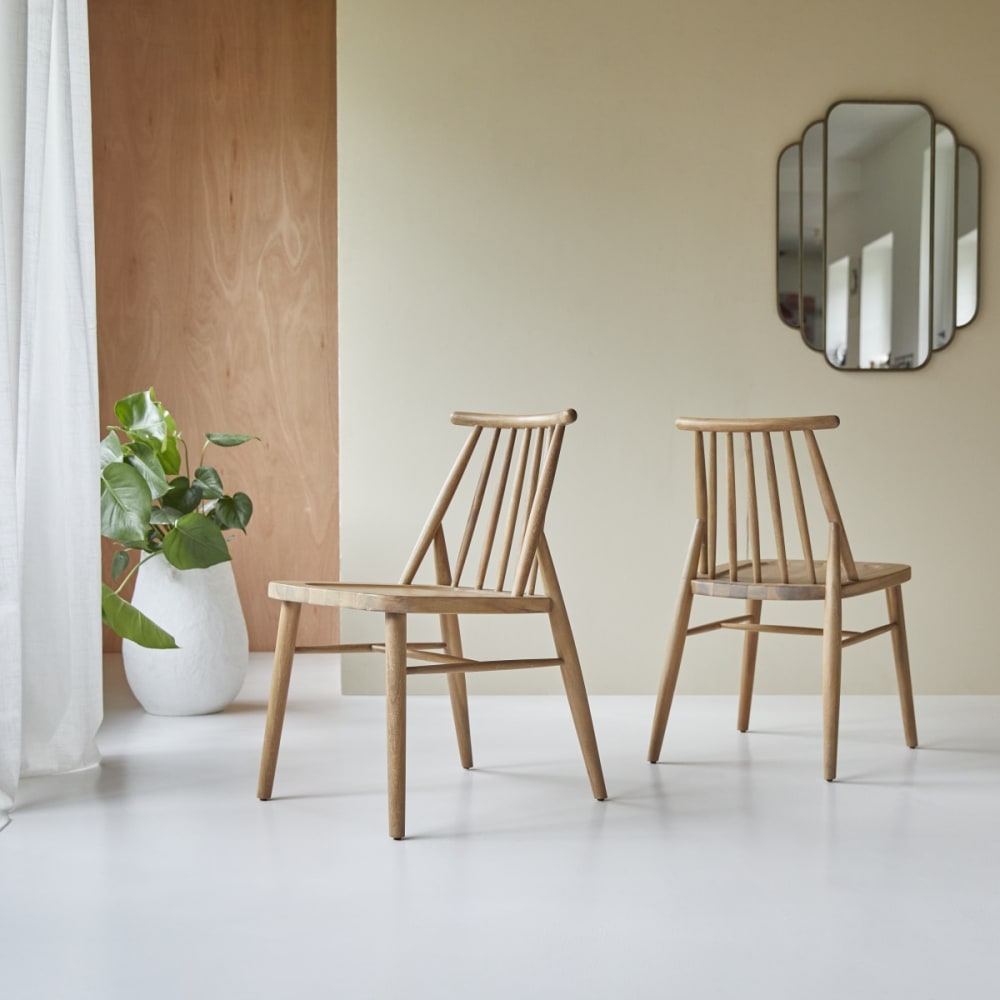 Tikamoon 2er-Set Stühle aus massivem Akazienholz style modern Beige