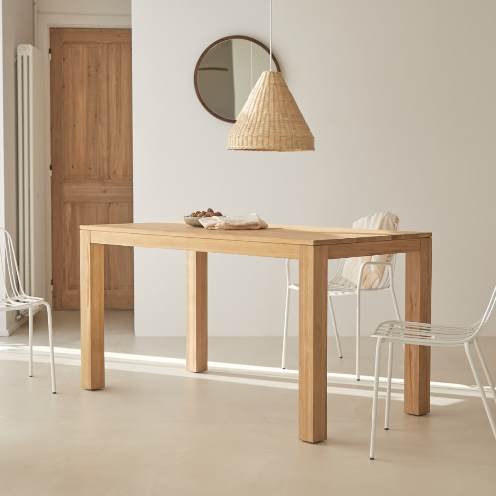 Rechteckiger Tisch aus massivem Teakholz 4-6 Pers. - Maisons Du