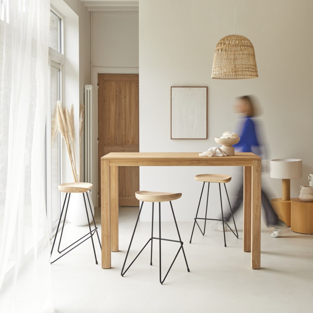 Tikamoon Bartisch aus massivem Teak 4-6 Pers style classic chic Beige Holz
