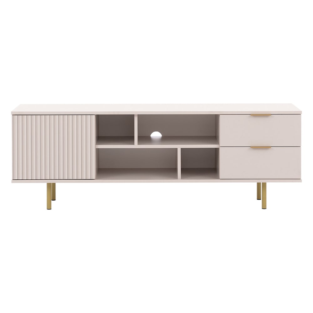 Meuble TV style contemporain 150 cm beige