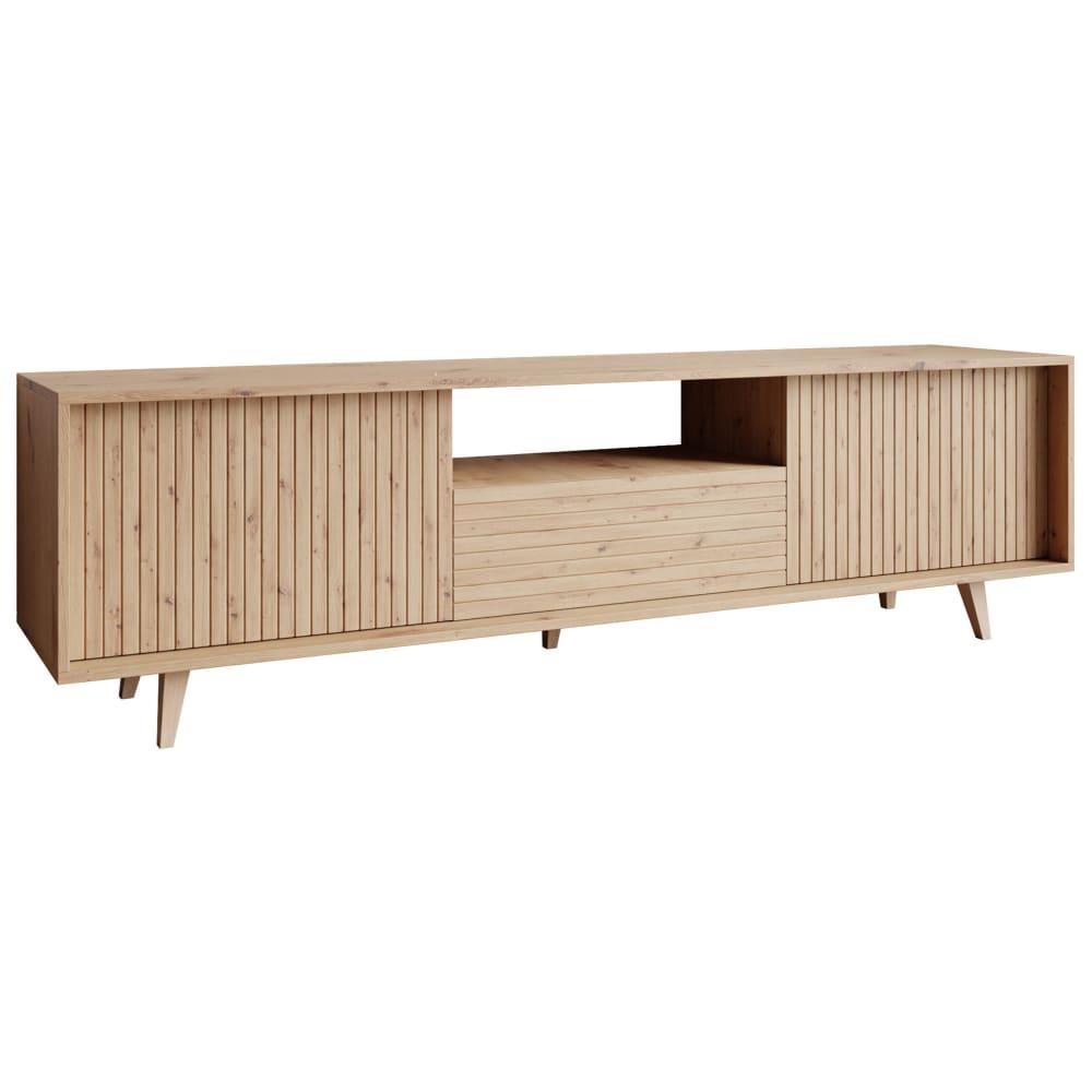 Meuble tv effet bois 2 portes et 1 niche bois — Beyit