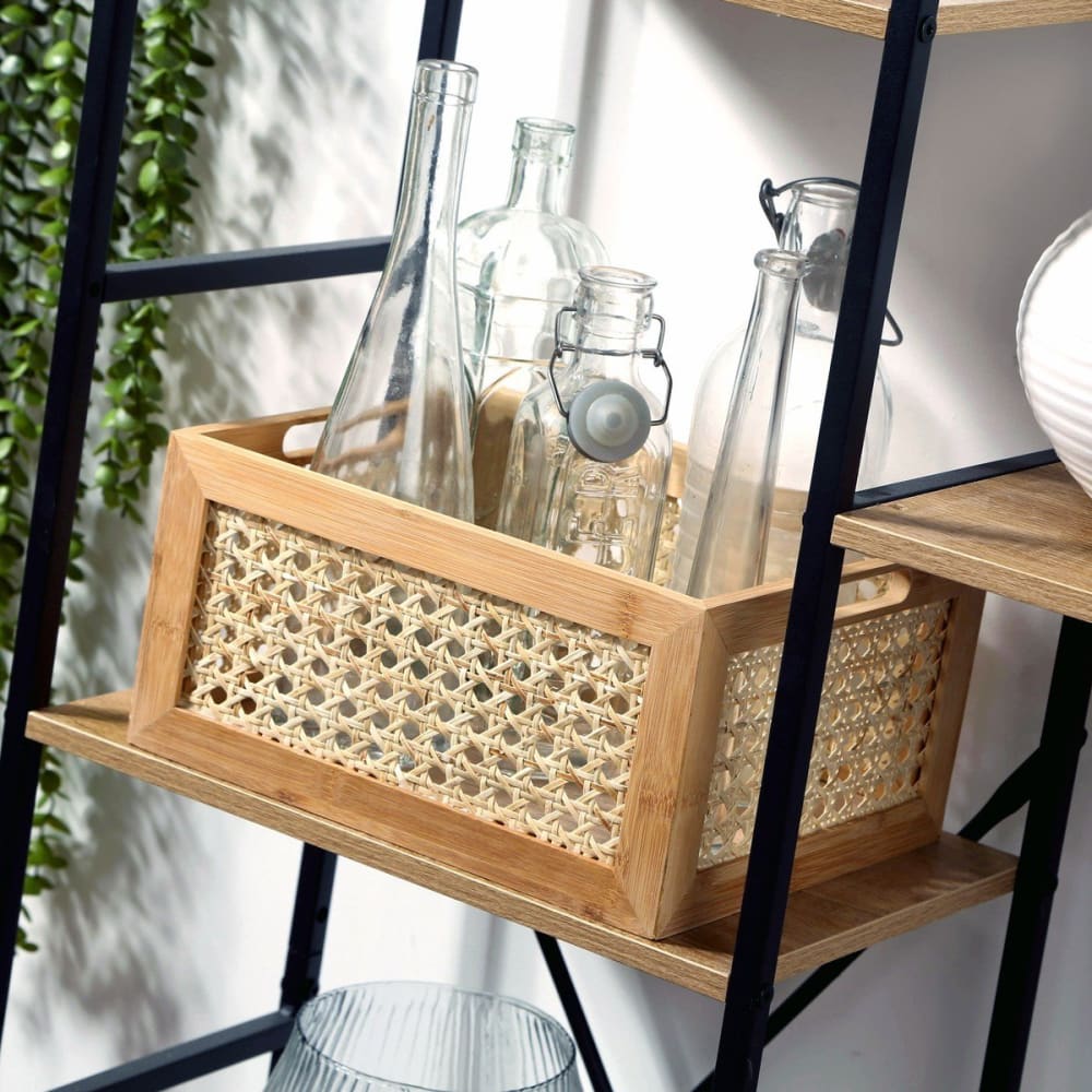 Boîte en bambou et rotin moyen modèle - l30x25x15 cm - Maisons du Monde