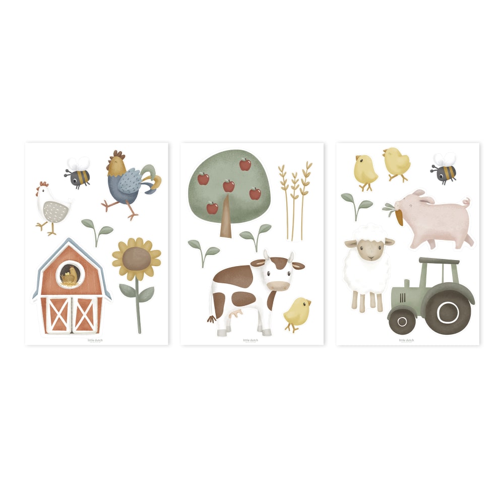 Stickers muraux animaux de la ferme 3x21x30cm (Little Dutch) - Image 1