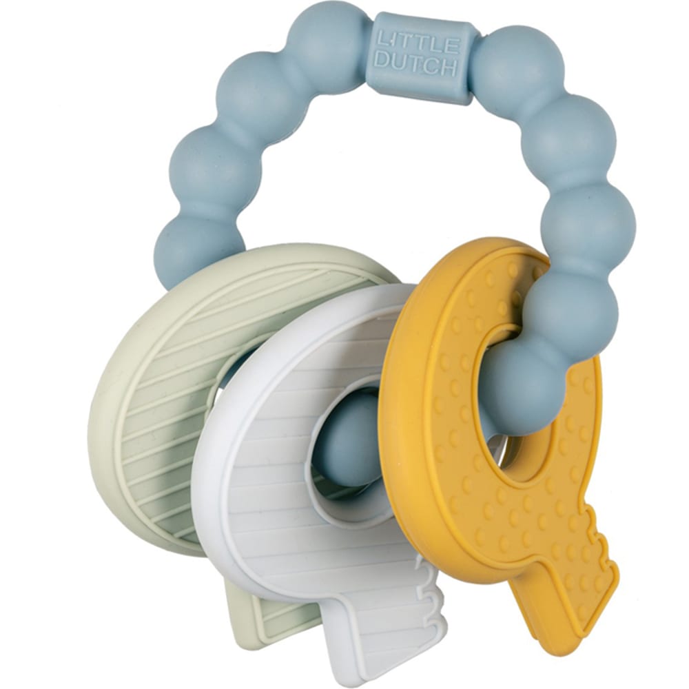 Little Dutch Hochet de dentition trousseau de clefs Bleu Silicone Poly Organo Siloxane - 12x8x5cm