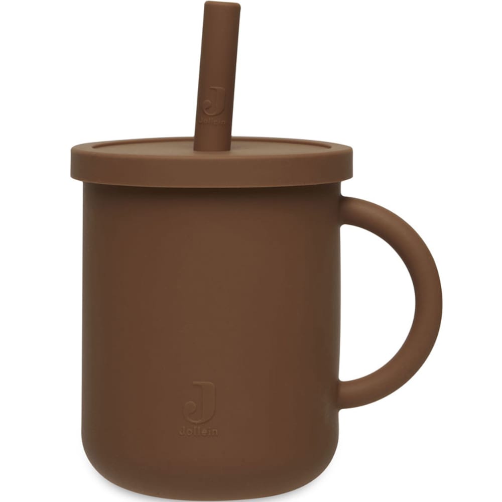 Jollein Tasse à paille en silicone Caramel Marron Silicone Poly Organo Siloxane - 9x12x0cm