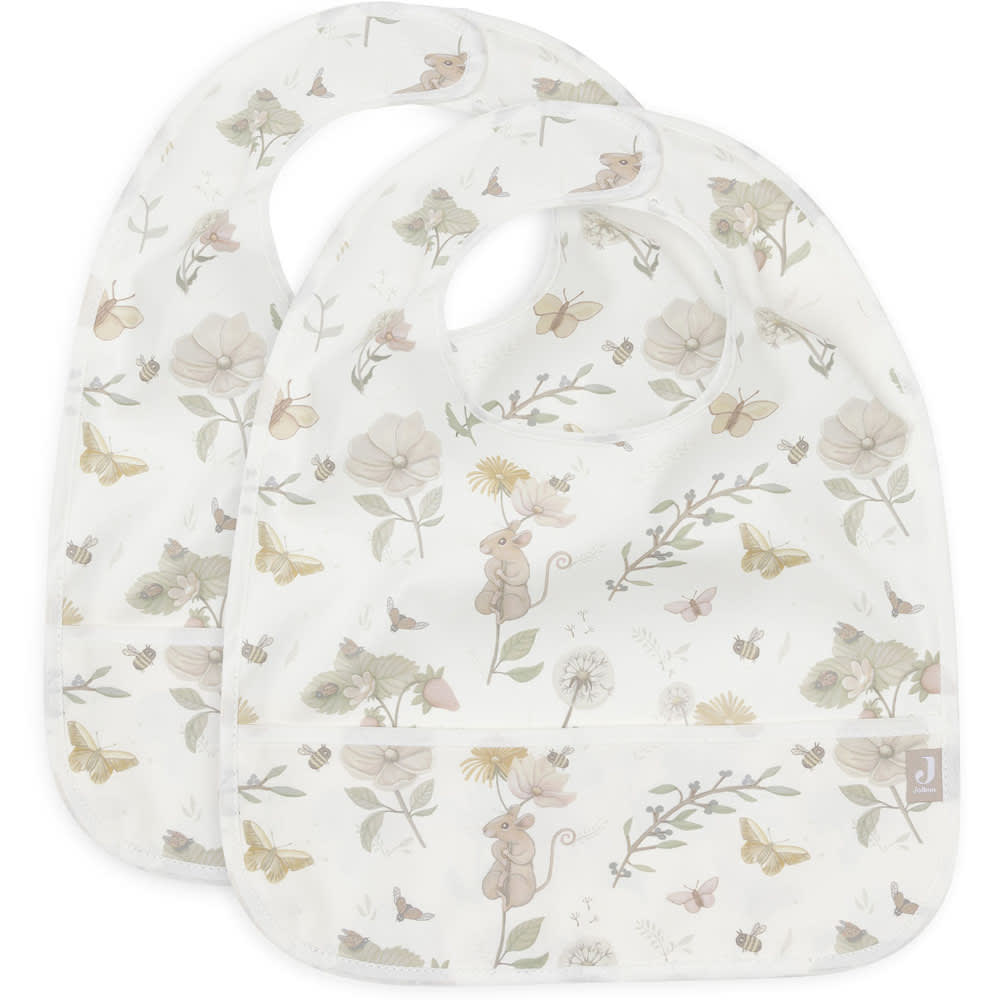 Jollein Lot de 2 bavoirs plastifiés Blanc Pes - Polyester - 29x40x0cm