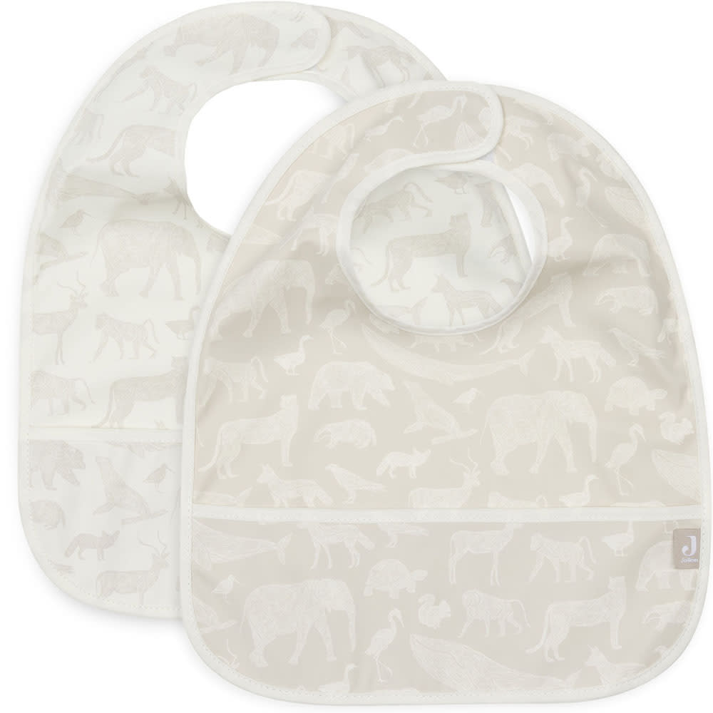 Jollein Lot de 2 bavoirs plastifiés Beige Pes - Polyester - 29x40x0cm