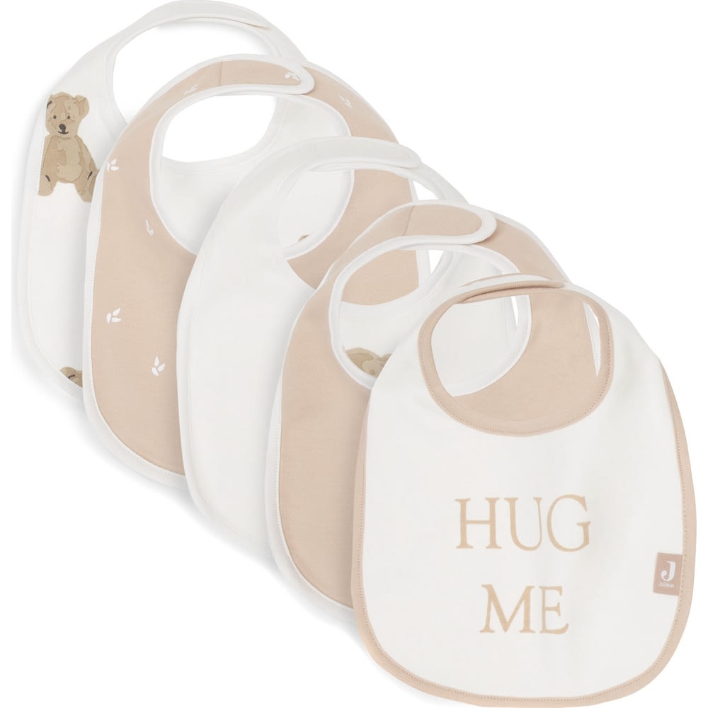 Jollein Lot de 5 bavoirs imperméables Beige Coton - 27x22x0cm