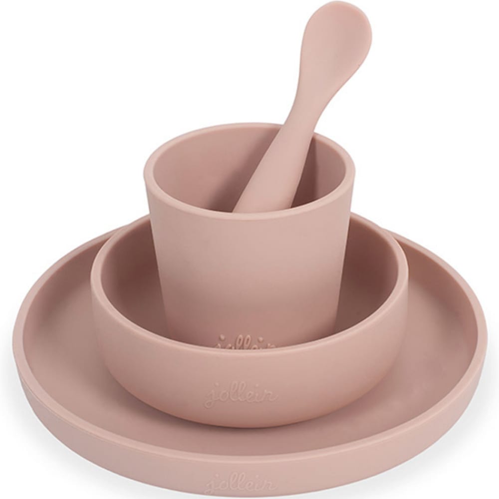 Coffret repas en silicone rose pâle