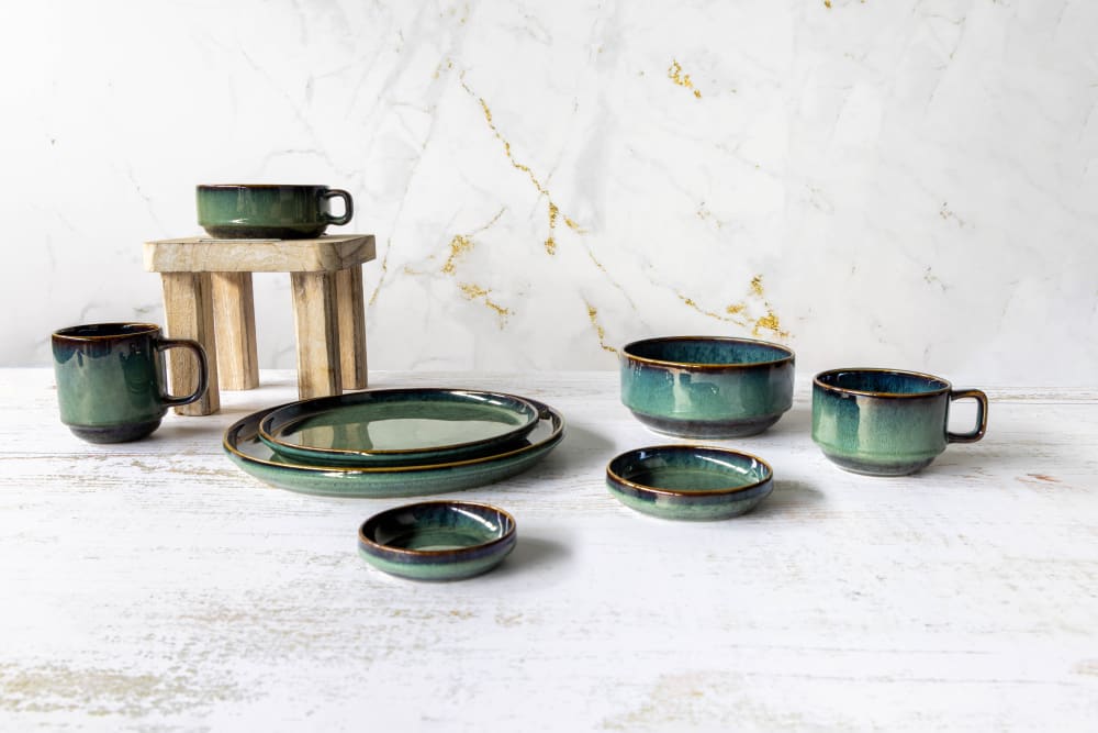Lot de 4 Bols en Céramique, vert, 20x15xh7 cm - Maisons du Monde