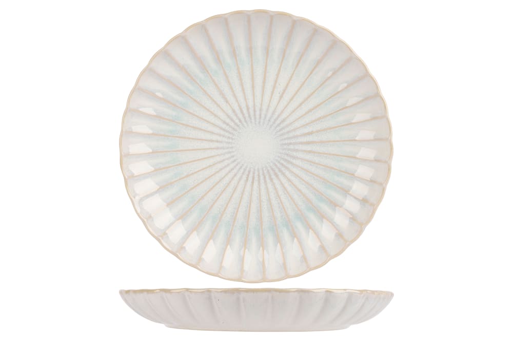 Lot de 4 Assiettes plate en Céramique, blanc, D 27,4 cm