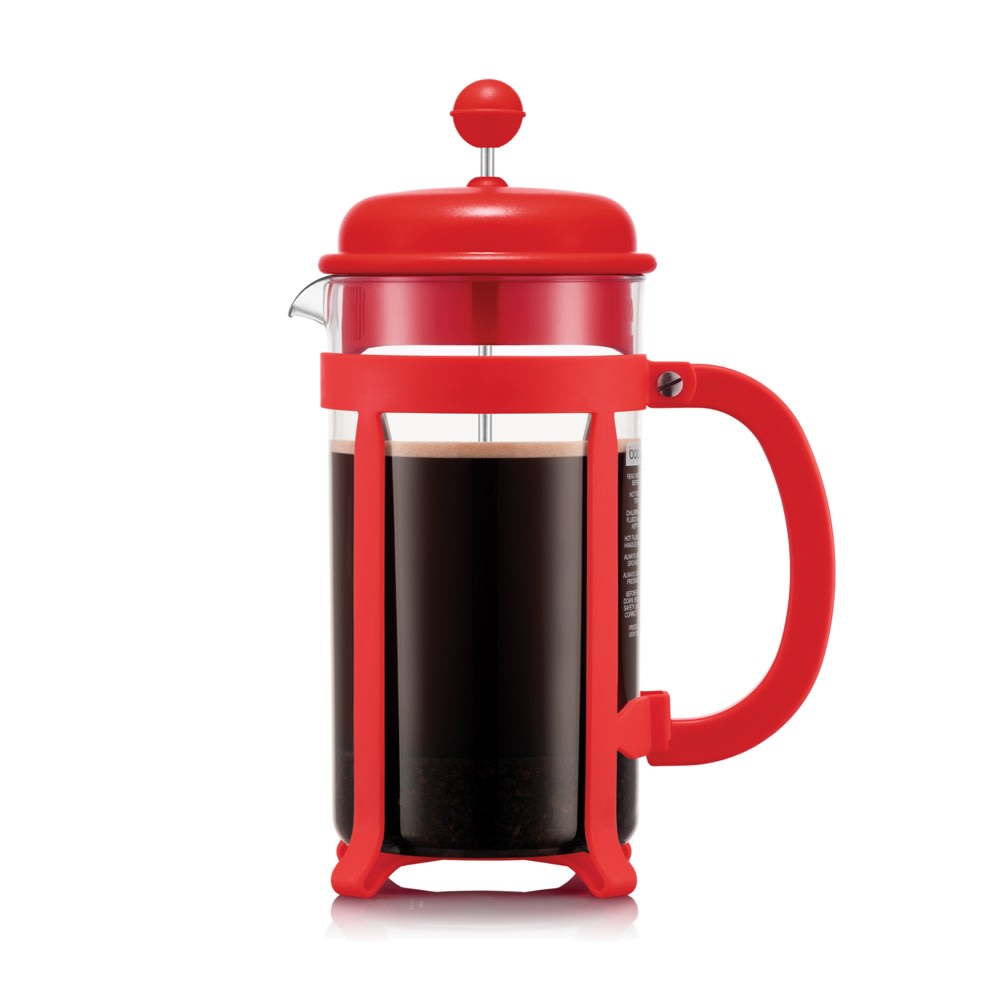 Cafetière à piston 8 tasses rouge en plastique H24.5 Cafetière à piston 8 tasses rouge en plastique H24.5