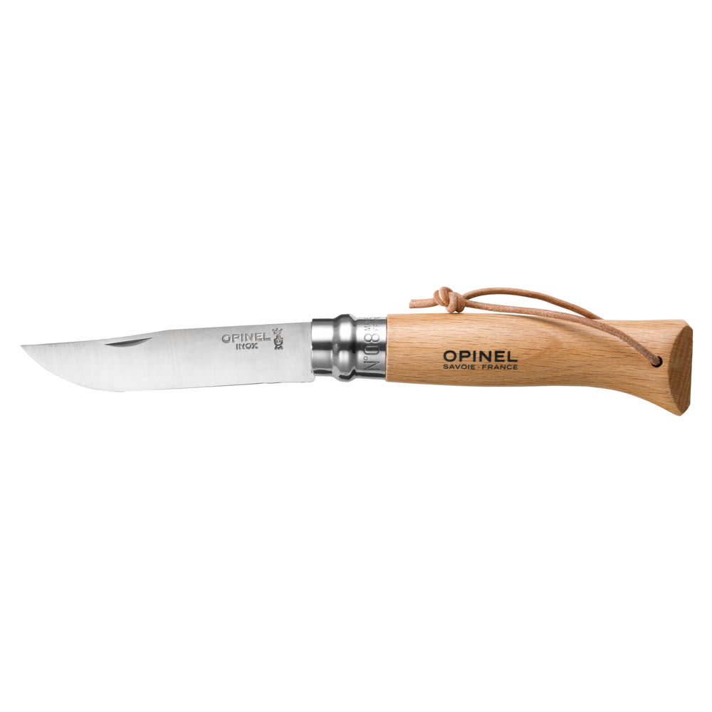 Couteau baroudeur n°08 naturel  lame 8.5 cm avec lien cuir marron en