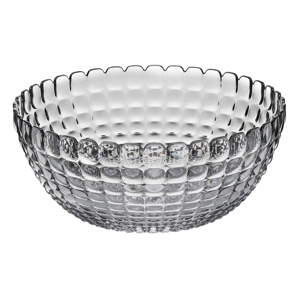 Saladier 25 cm    transparent en plastique  gris