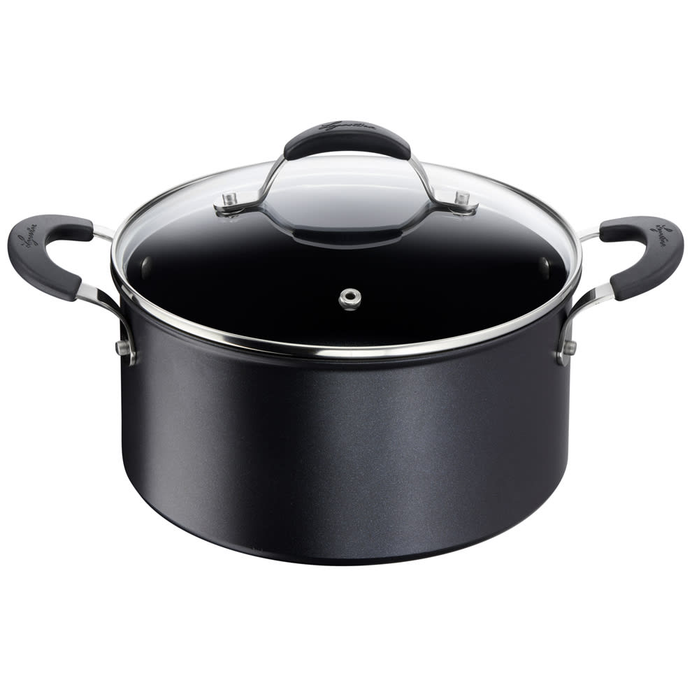 Faitout Tempra antiadhésif 20 cm noir en aluminium antiadhésif