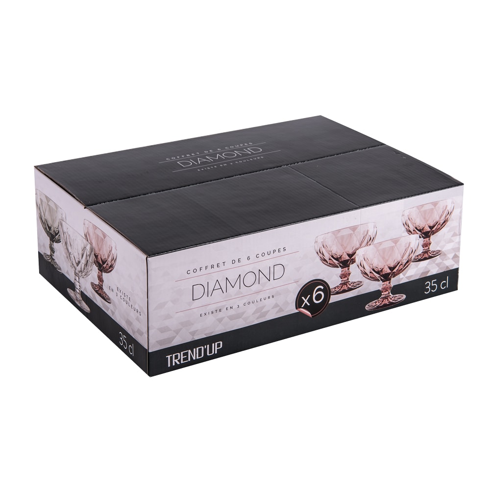 Boite de 6 coupes de glace 35 cl rose en verre - Maisons du Monde
