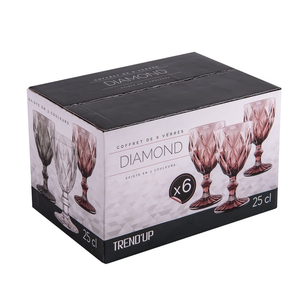 Boite de 6 verres à pied  25 cl  gris - Maisons du Monde