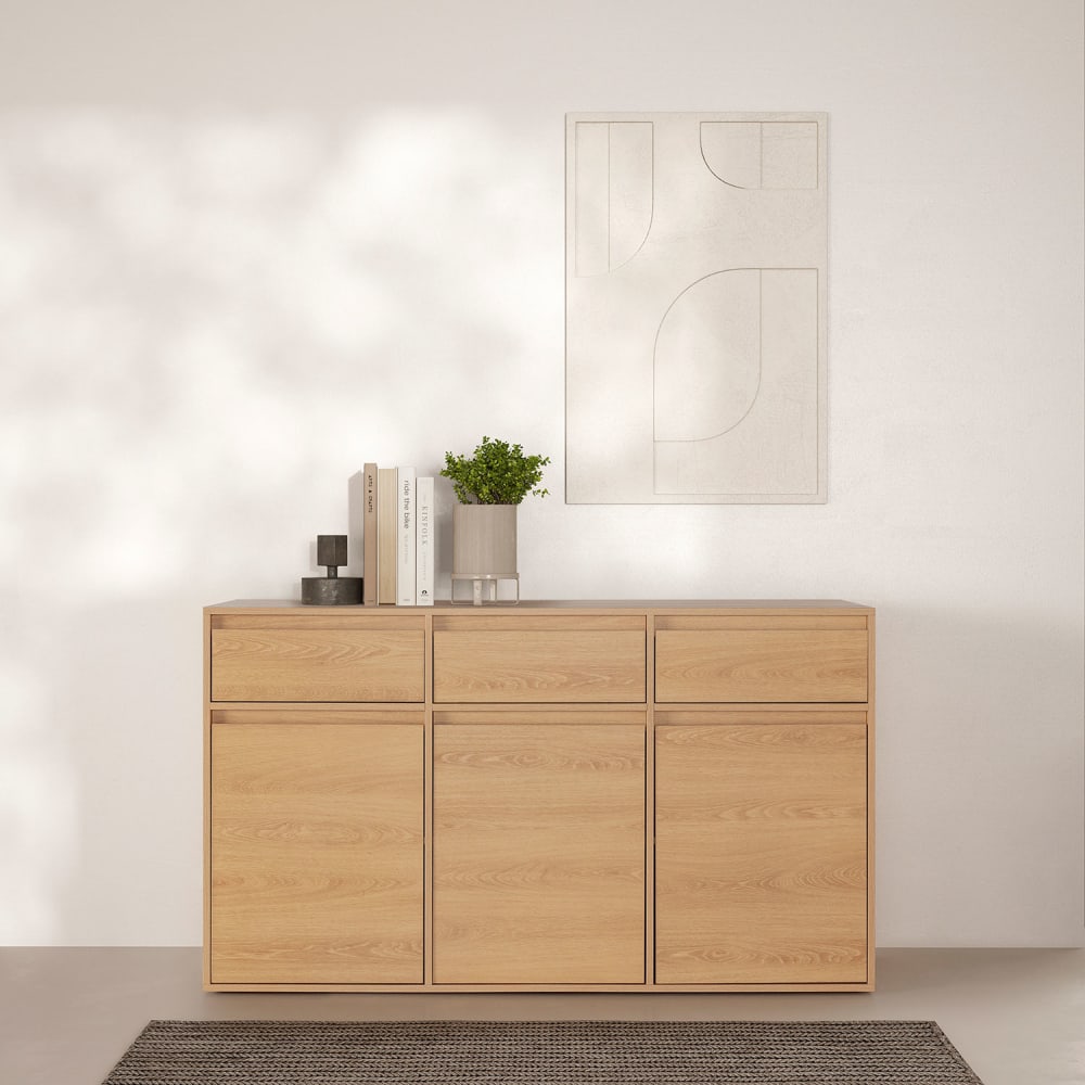 Buffet 3 portes 3 tiroirs, coloris chêne - Maisons du Monde