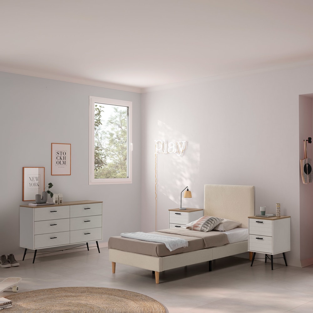 Base rembourrée 90x190 cm Imitation tissu mouton beige