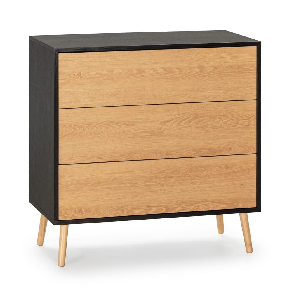 Commode 3 tiroirs Couleur Noir/Bois