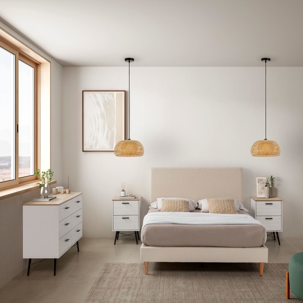 Sommier + tête de lit 140x190 cm Beige - Maisons du Monde