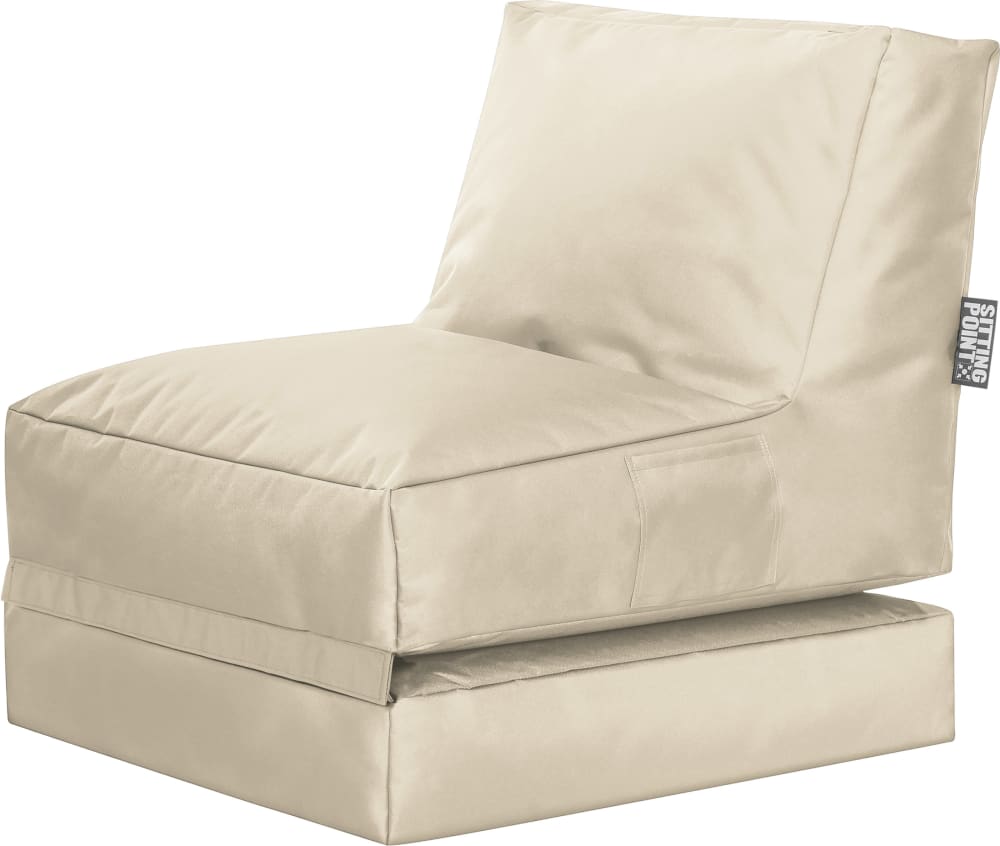 Pouf extérieur uni baige avec dossier dépliable 70x80x90 cm