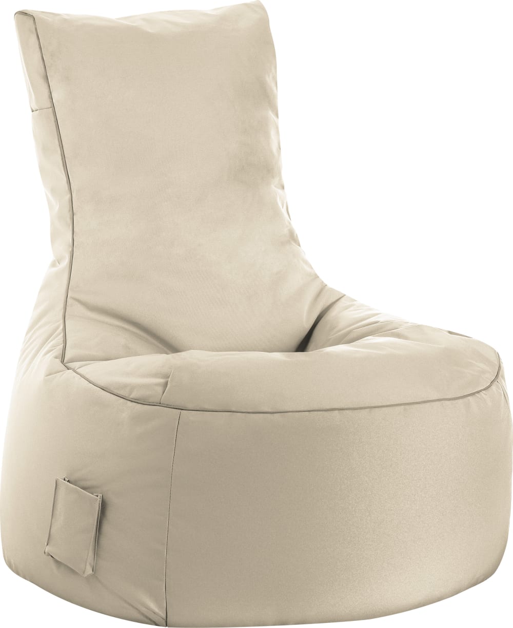 Pouf d'extérieur beige avec dossier 95x65x90 cm
