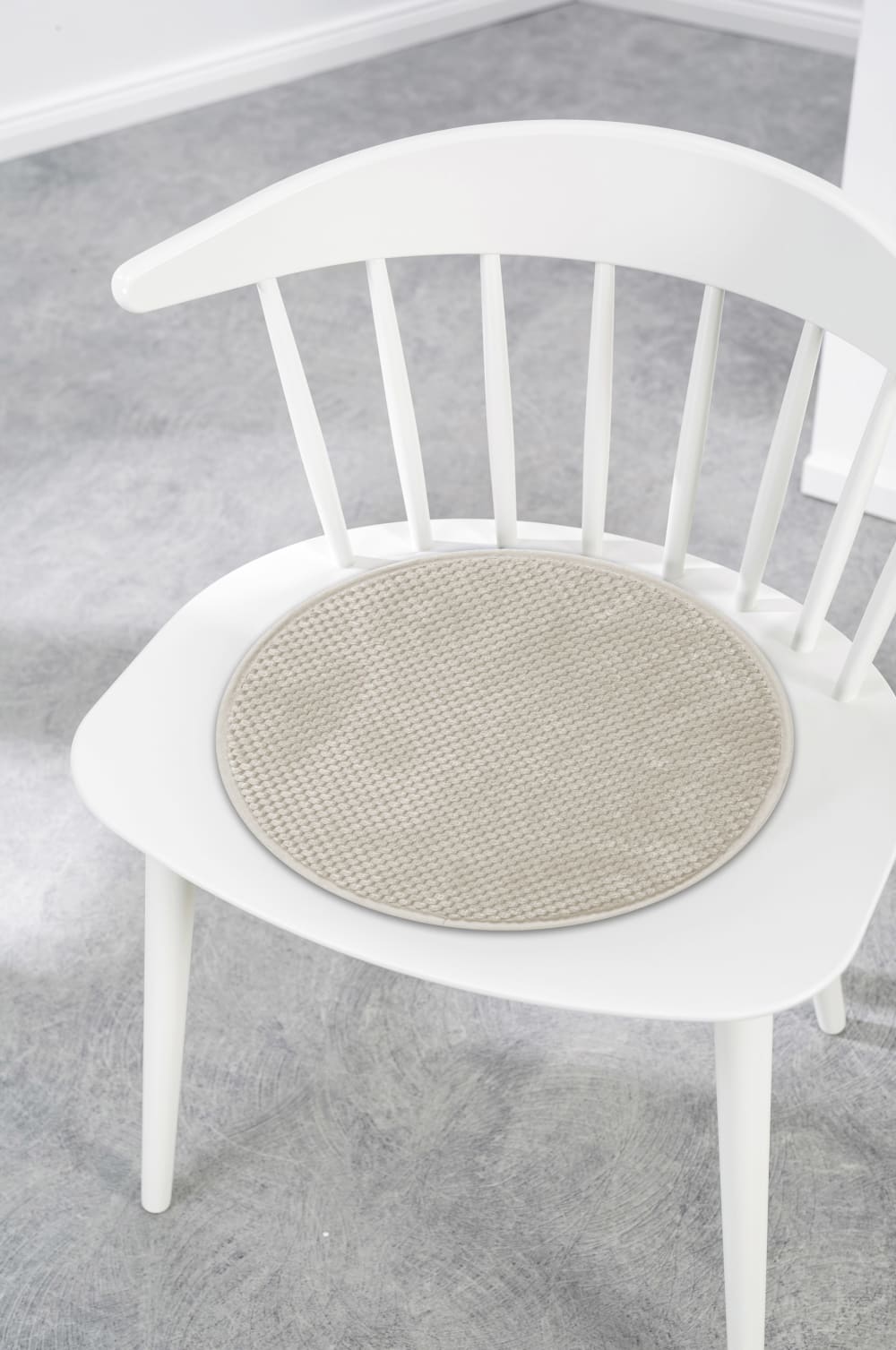 Galettes de chaise velours rondes beiges -lot de 4-⌀35 — vue 3