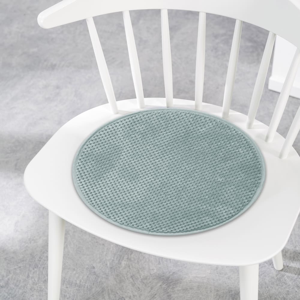 Galettes de chaise velours rondes bleues -lot de 4-⌀35 — vue 3