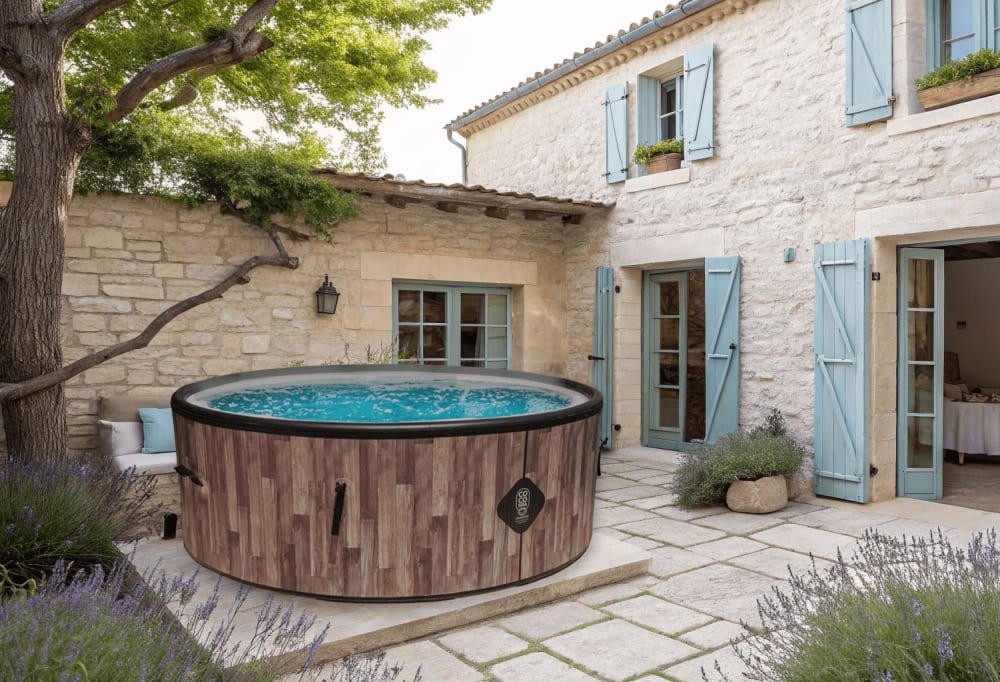 Spa gonflable chauffant & massant imitation bois 180cm