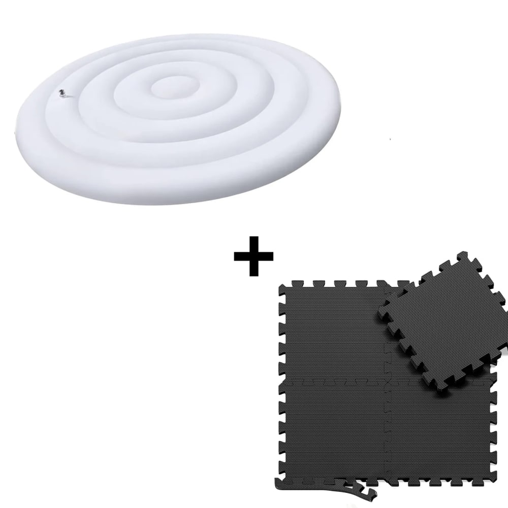 Tapis isolant noir et couverture isolante blanche pour spa