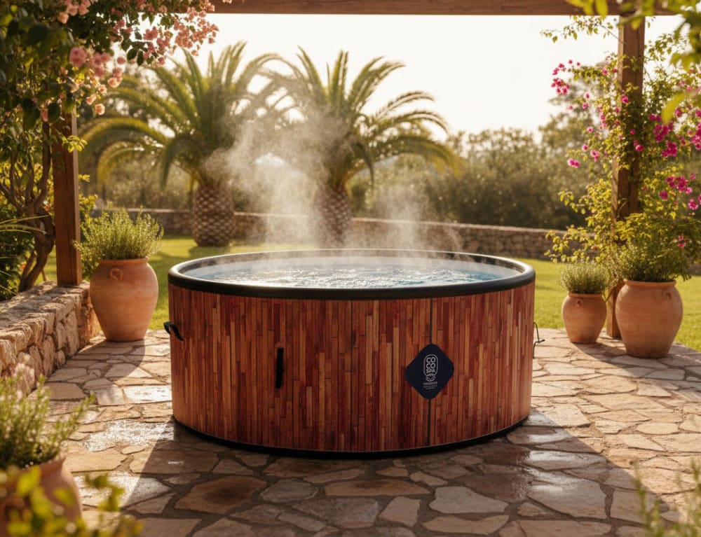 Spa gonflable chauffant & massant imitation bois 180cm